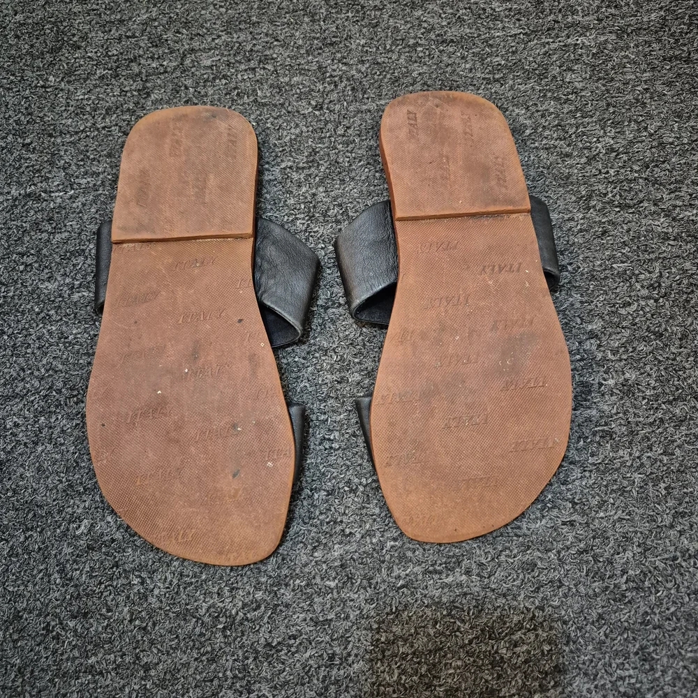 Black Leather Slide Sandals with Studs